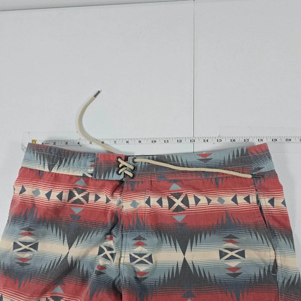 Faherty Brand‎ Mens Southwestern Print Board Shorts Red Blue Size 36 Aztec Surf